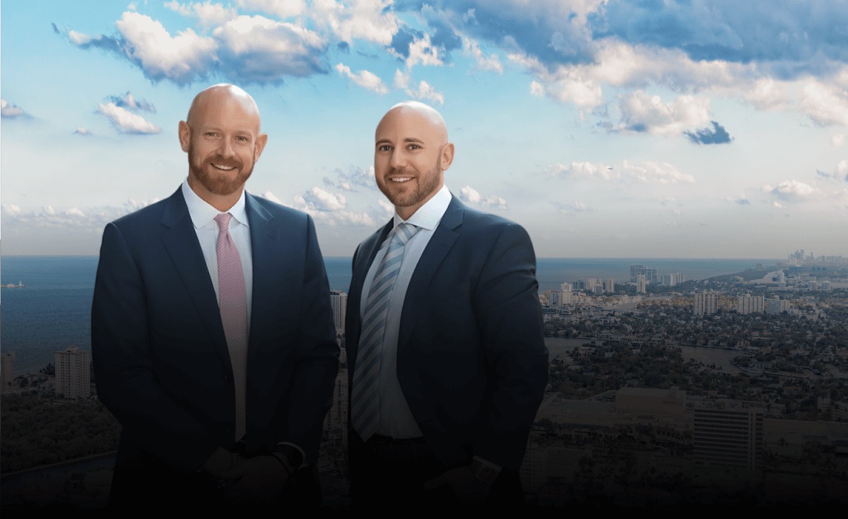 Attorneys on cityscape